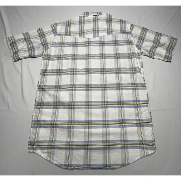 Larry Mahan Cowboy Collection Men’s White Blue Plaid Button Up Shirt - Size M - Picture 2 of 4